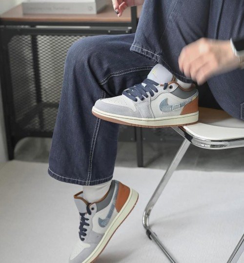 Nikee Air Jordan 1 Low SE REPAIRED DENIM SWOOSH - Image 5