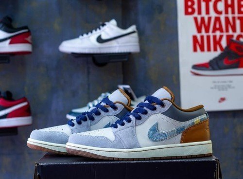 Nikee Air Jordan 1 Low SE REPAIRED DENIM SWOOSH - Image 4