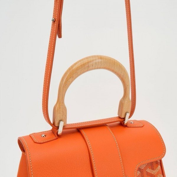 Goyard Orange Goyardine Coated Canvas and Leather Mini Saigon Top Handle Bag - Image 6