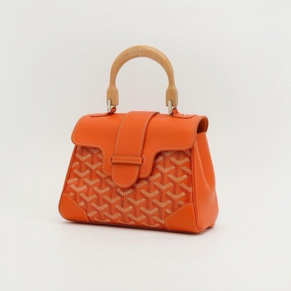 Goyard Orange Goyardine Coated Canvas and Leather Mini Saigon Top Handle Bag - Image 4