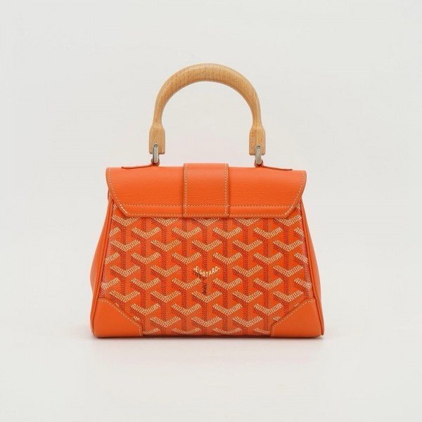 Goyard Orange Goyardine Coated Canvas and Leather Mini Saigon Top Handle Bag - Image 7