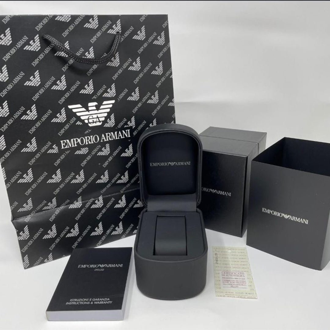 Armani Black Leather Automatic Watch - Image 4