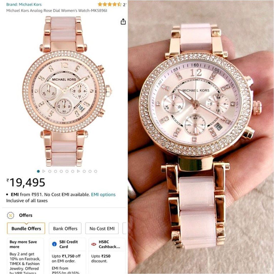 Michael Kors Mk 6326 Pink White Dial Chrono Ladies Watch - Image 3
