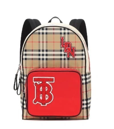 Burberry Nylon Check TB Logo Rucksack Unisex Backpack Rare Plaid With Dust Bag B8890 Black*🍒💯