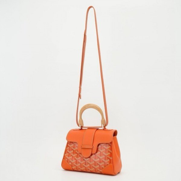 Goyard Orange Goyardine Coated Canvas and Leather Mini Saigon Top Handle Bag - Image 5