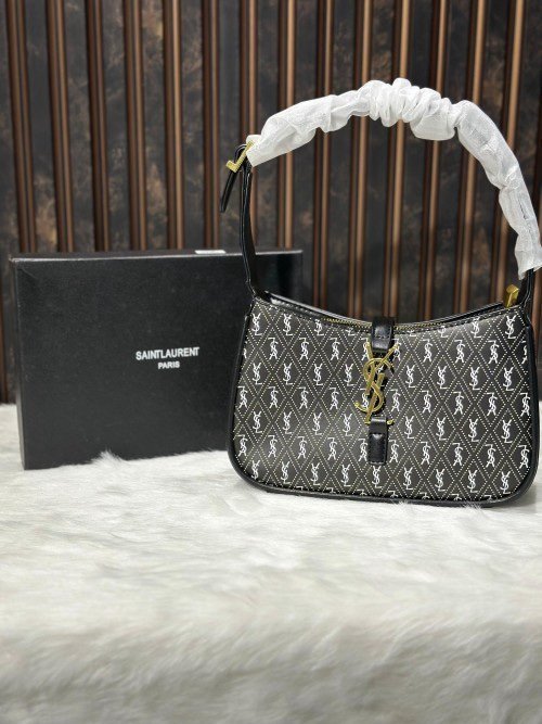 Saint Laurent YSL Monogram Hobo Bag Black With Og Box