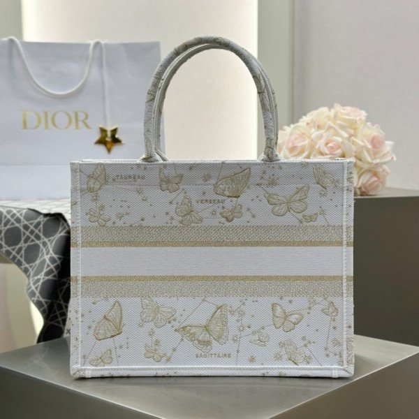 Dior Book Tote Premium Oblique With OG Box & Dust Bag & Scarf (Butterfly-824) - Image 8