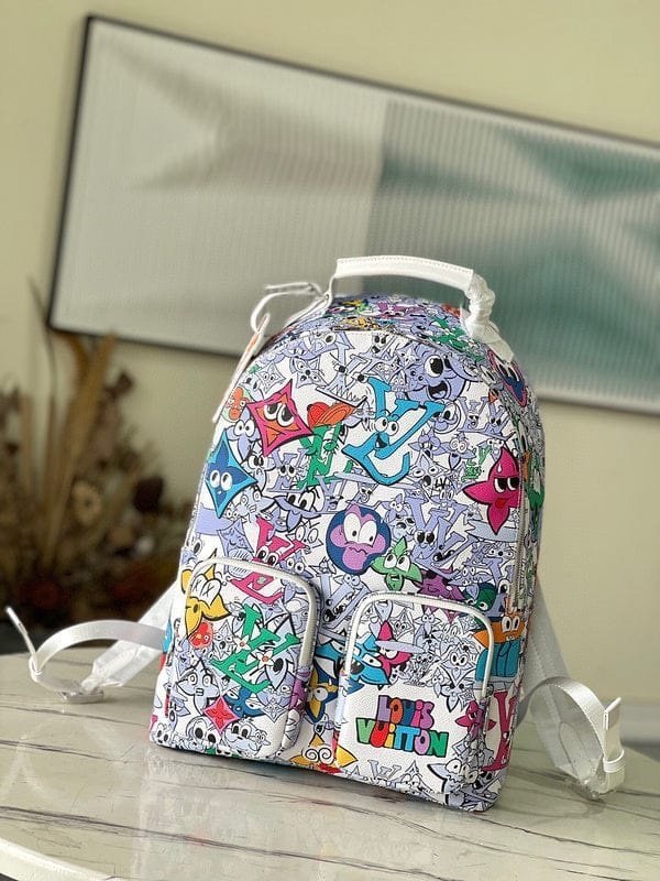 Louis Vuitton LV M21846 Character Premium Unisex Backpack With Dust Bag (White - 679)